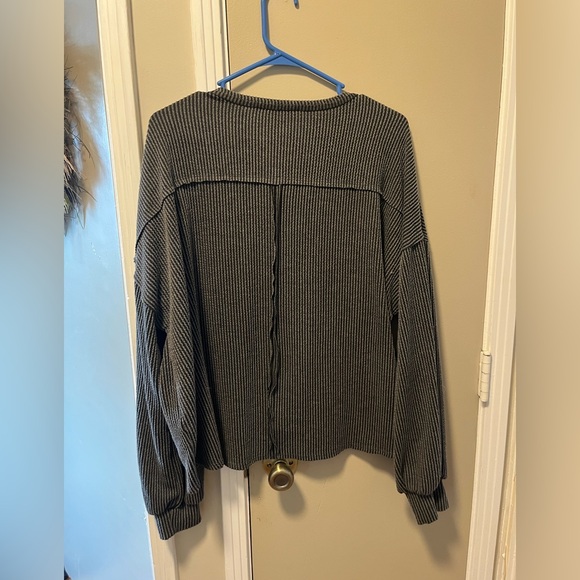 Altar'd State Charcoal Ribbed Knit Top - Picture 5 of 6